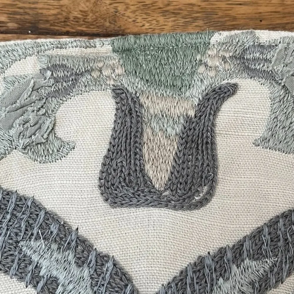 Pottery Barn Embroidered Medallion Botanical Pillow Sham 16in x 26in Cotton